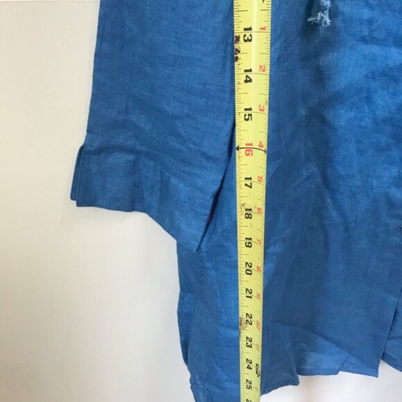 Alice Blue NEW Linen Shirt Hoodie Shirt Jacket Pockets Slits Button Minimalist L - Picture 14 of 15